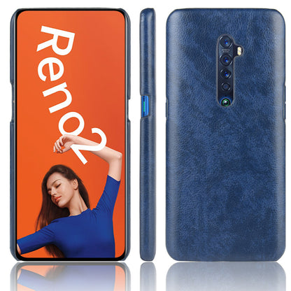 Litchi Texture PU Leather Coated PC Back Case for OPPO Reno 2