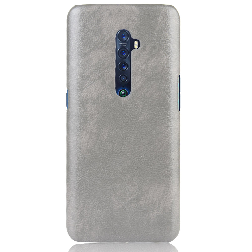 Litchi Texture PU Leather Coated PC Back Case for OPPO Reno 2