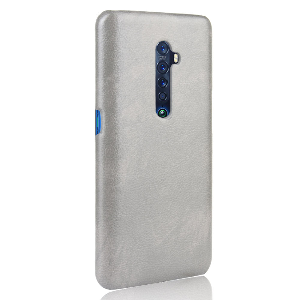 Litchi Texture PU Leather Coated PC Back Case for OPPO Reno 2