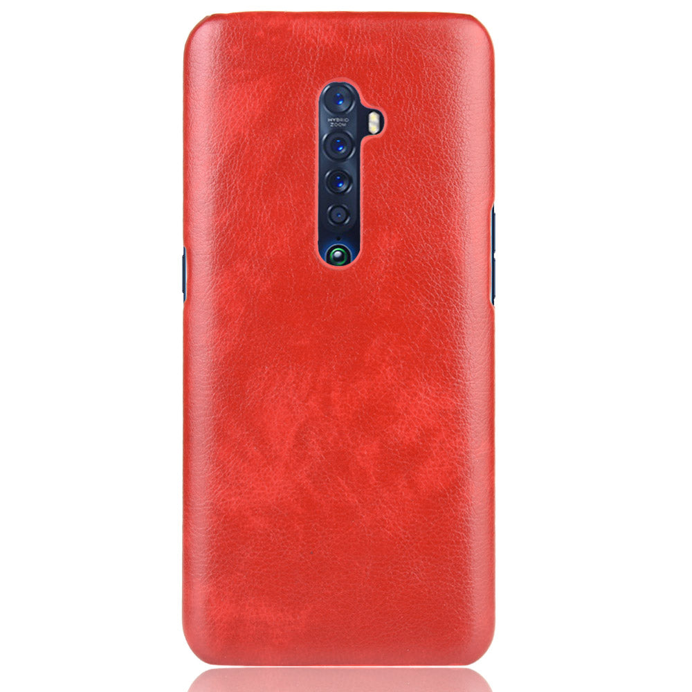 Litchi Texture PU Leather Coated PC Back Case for OPPO Reno 2