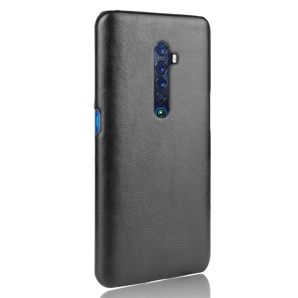 Litchi Texture PU Leather Coated PC Back Case for OPPO Reno 2