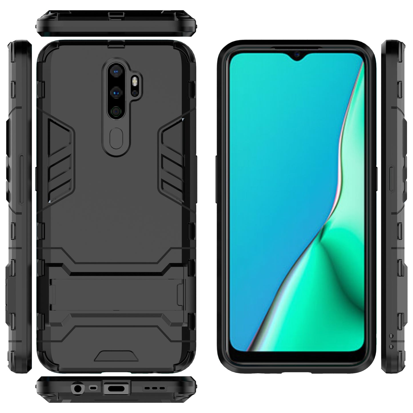 2-in-1 Plastic + TPU Combo Shell with Kickstand for OPPO A9 (2020)/A11x