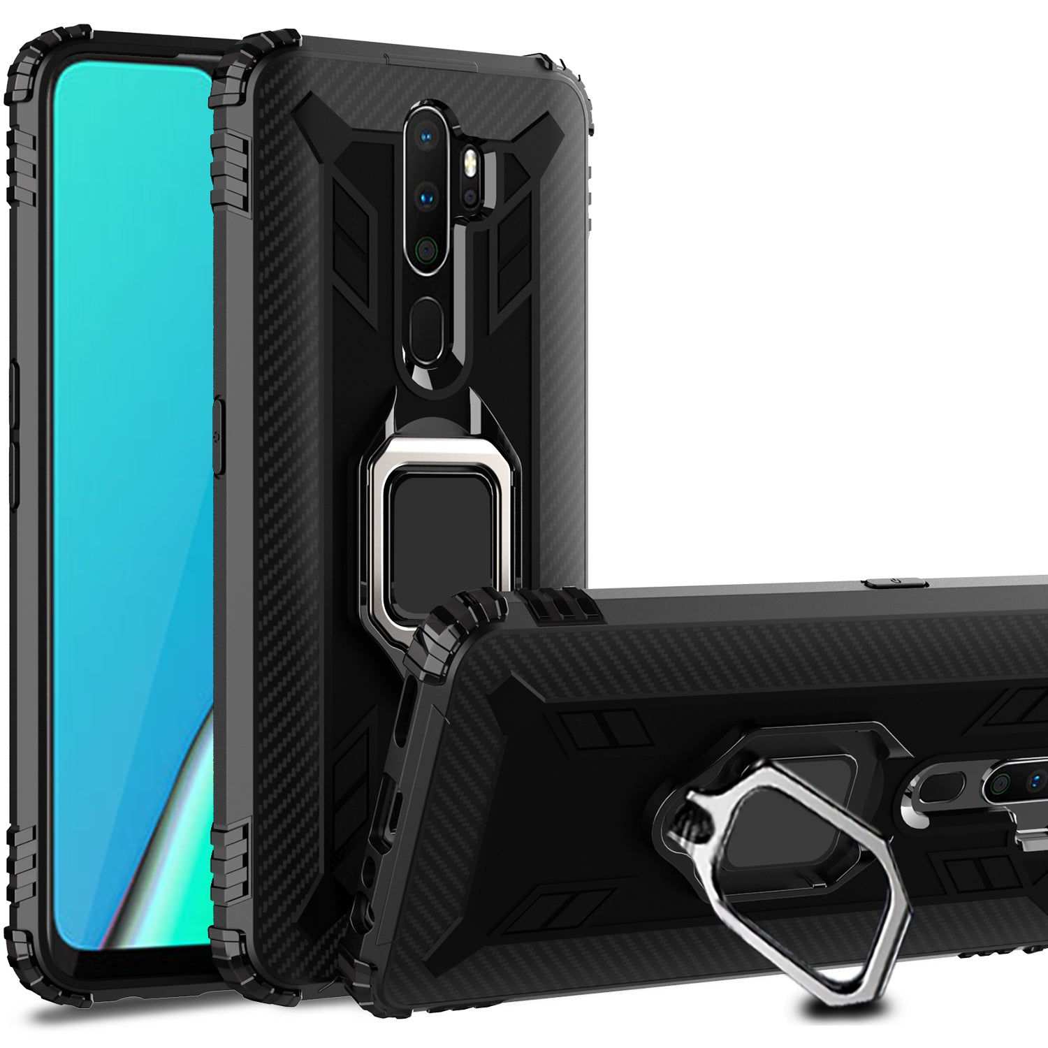 Finger Ring Kickstand TPU Phone Casing [Built-in Magnetic Metal Sheet] for OPPO A9 (2020)