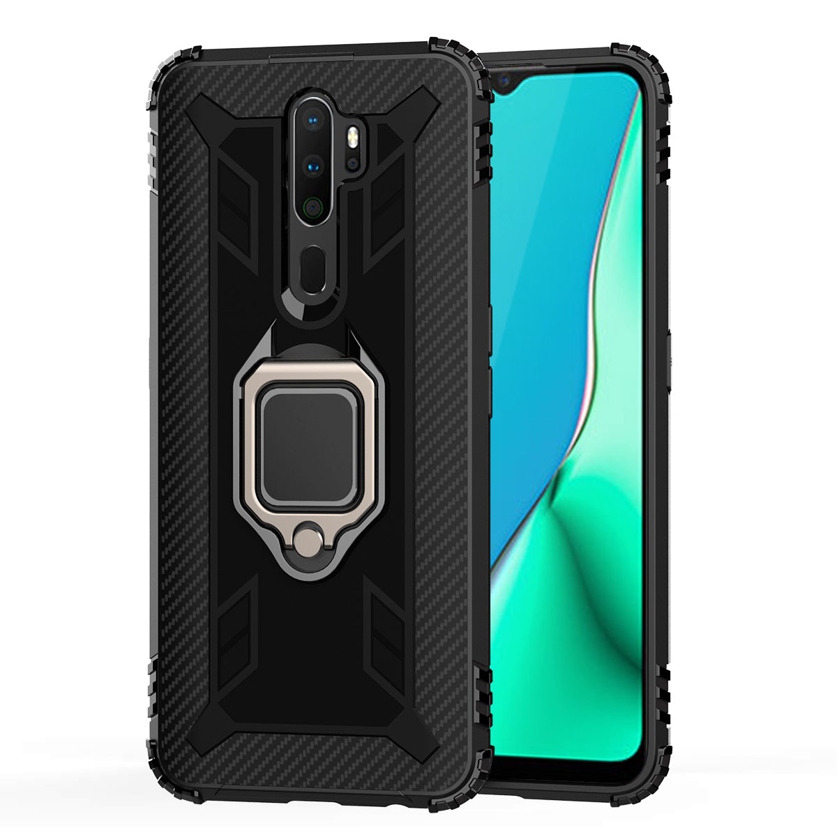 Finger Ring Kickstand TPU Phone Casing [Built-in Magnetic Metal Sheet] for OPPO A9 (2020)