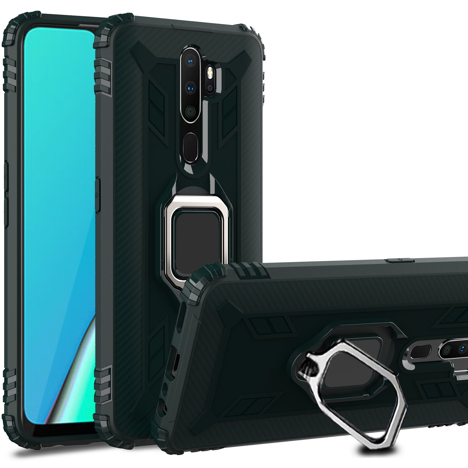Finger Ring Kickstand TPU Phone Casing [Built-in Magnetic Metal Sheet] for OPPO A9 (2020)
