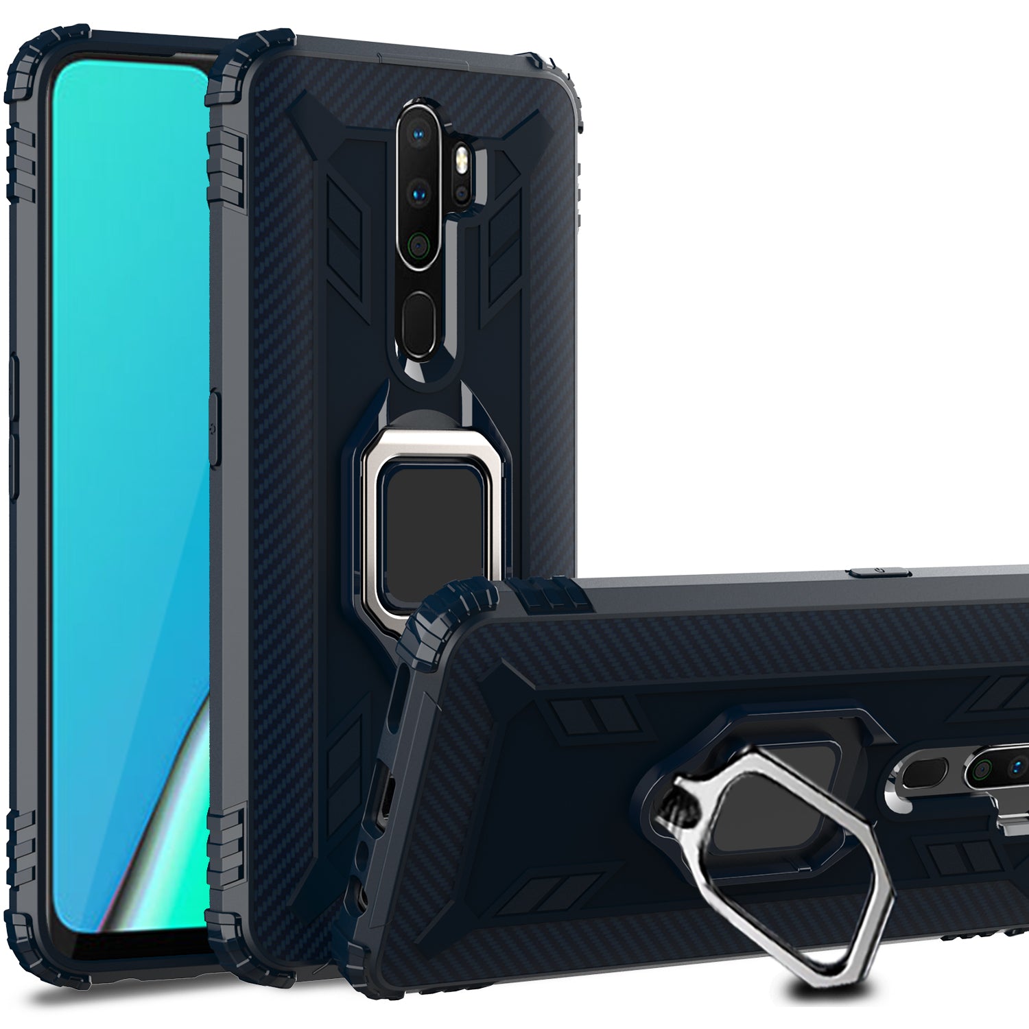 Finger Ring Kickstand TPU Phone Casing [Built-in Magnetic Metal Sheet] for OPPO A9 (2020)