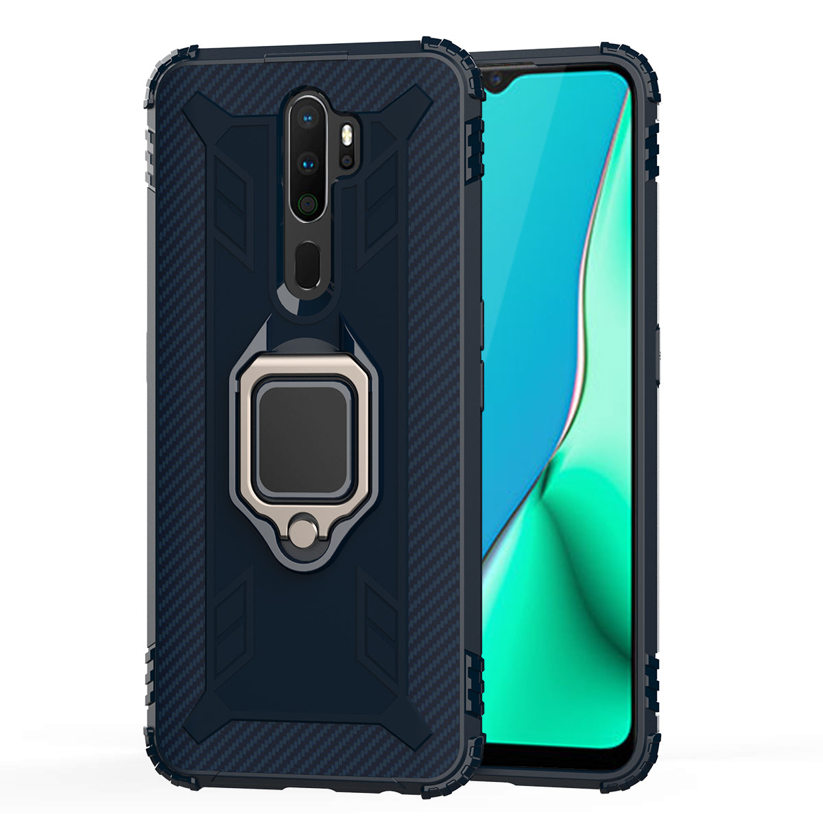 Finger Ring Kickstand TPU Phone Casing [Built-in Magnetic Metal Sheet] for OPPO A9 (2020)