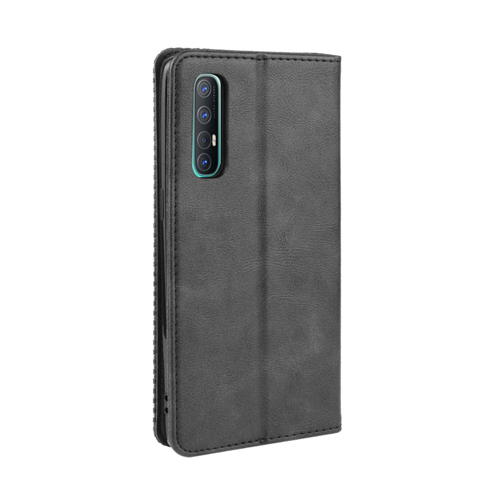 Vintage Style Leather Wallet Case with Stand for Oppo Reno3 Pro 5G