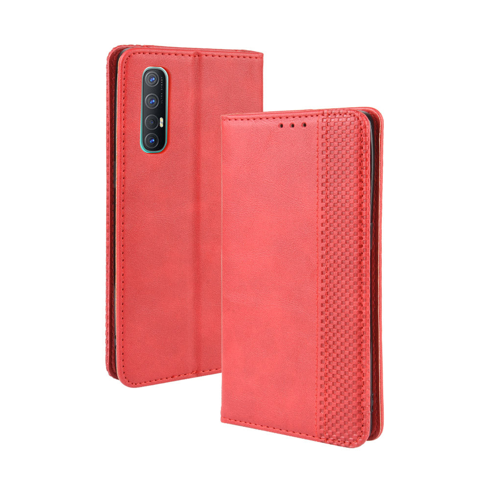 Vintage Style Leather Wallet Case with Stand for Oppo Reno3 Pro 5G