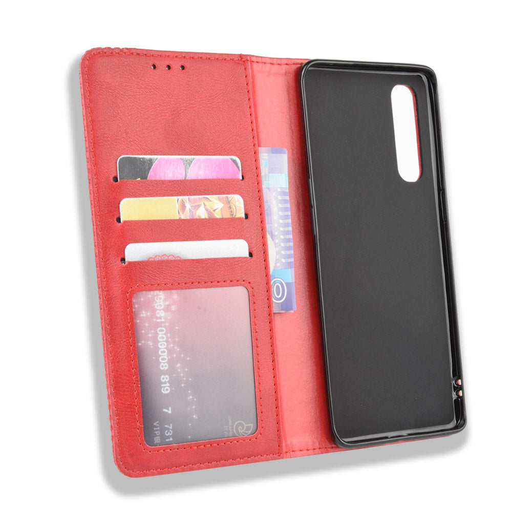 Vintage Style Leather Wallet Case with Stand for Oppo Reno3 Pro 5G