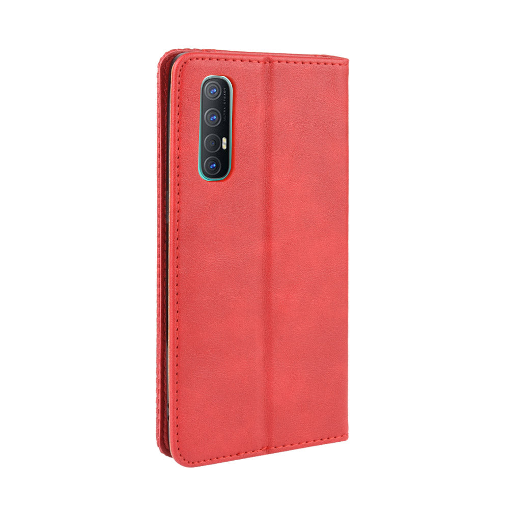 Vintage Style Leather Wallet Case with Stand for Oppo Reno3 Pro 5G