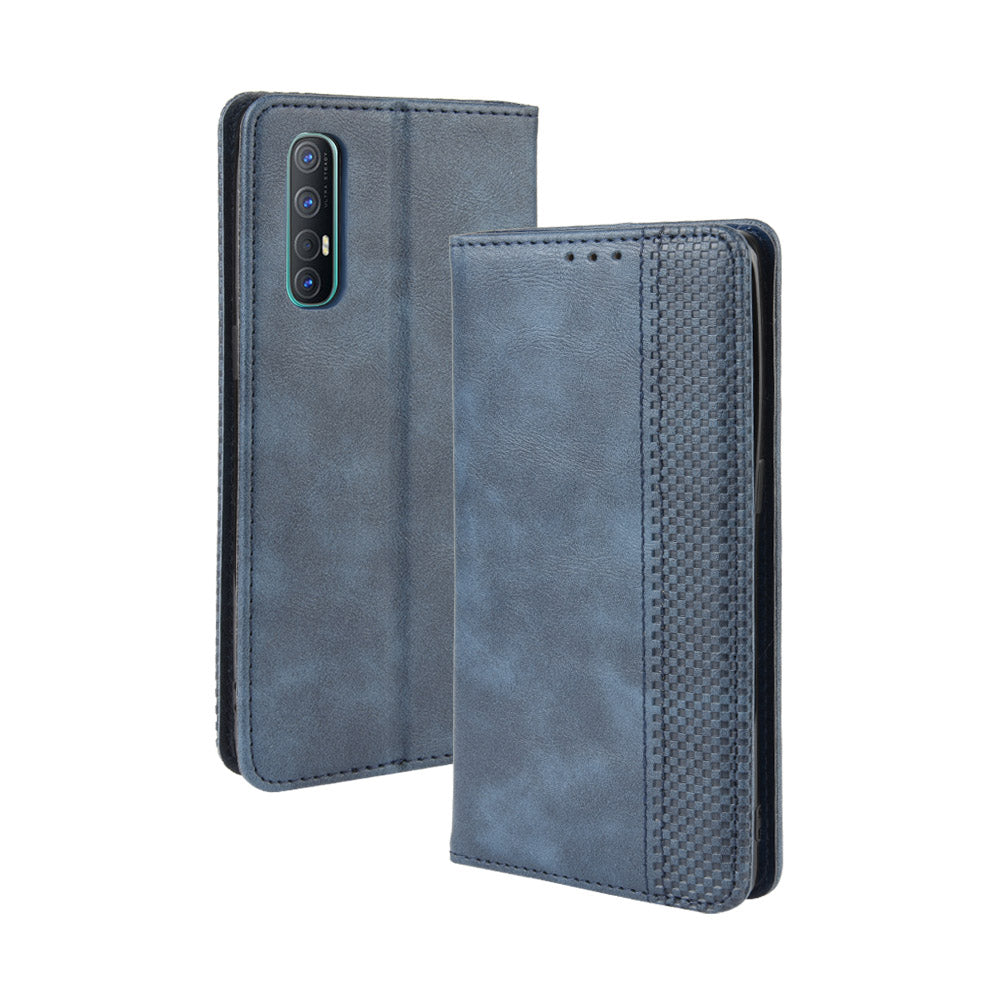 Vintage Style Leather Wallet Case with Stand for Oppo Reno3 Pro 5G