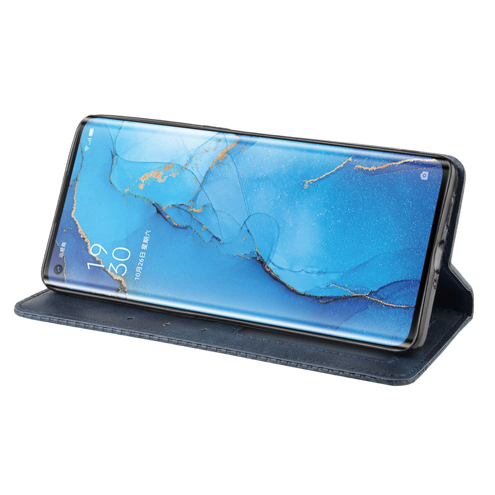 Vintage Style Leather Wallet Case with Stand for Oppo Reno3 Pro 5G