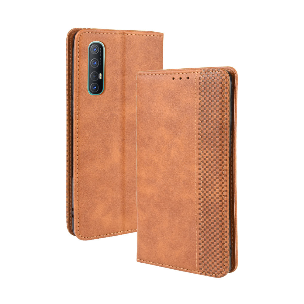Vintage Style Leather Wallet Case with Stand for Oppo Reno3 Pro 5G