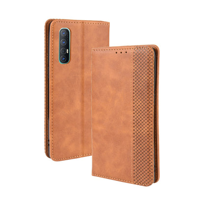 Vintage Style Leather Wallet Case with Stand for Oppo Reno3 Pro 5G