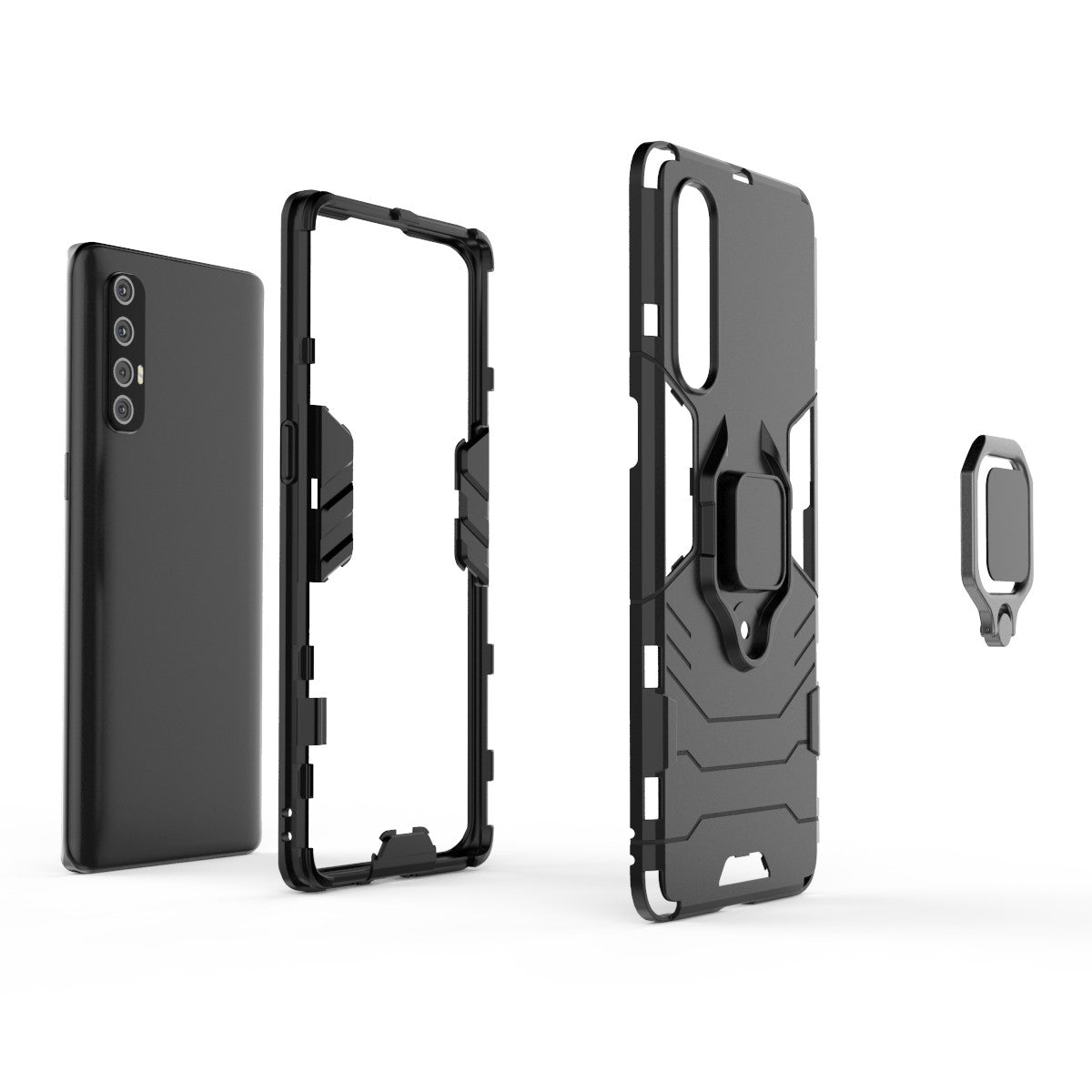 Cool Guard PC + TPU Hybrid Phone Casing with Kickstand for Oppo Reno3 Pro