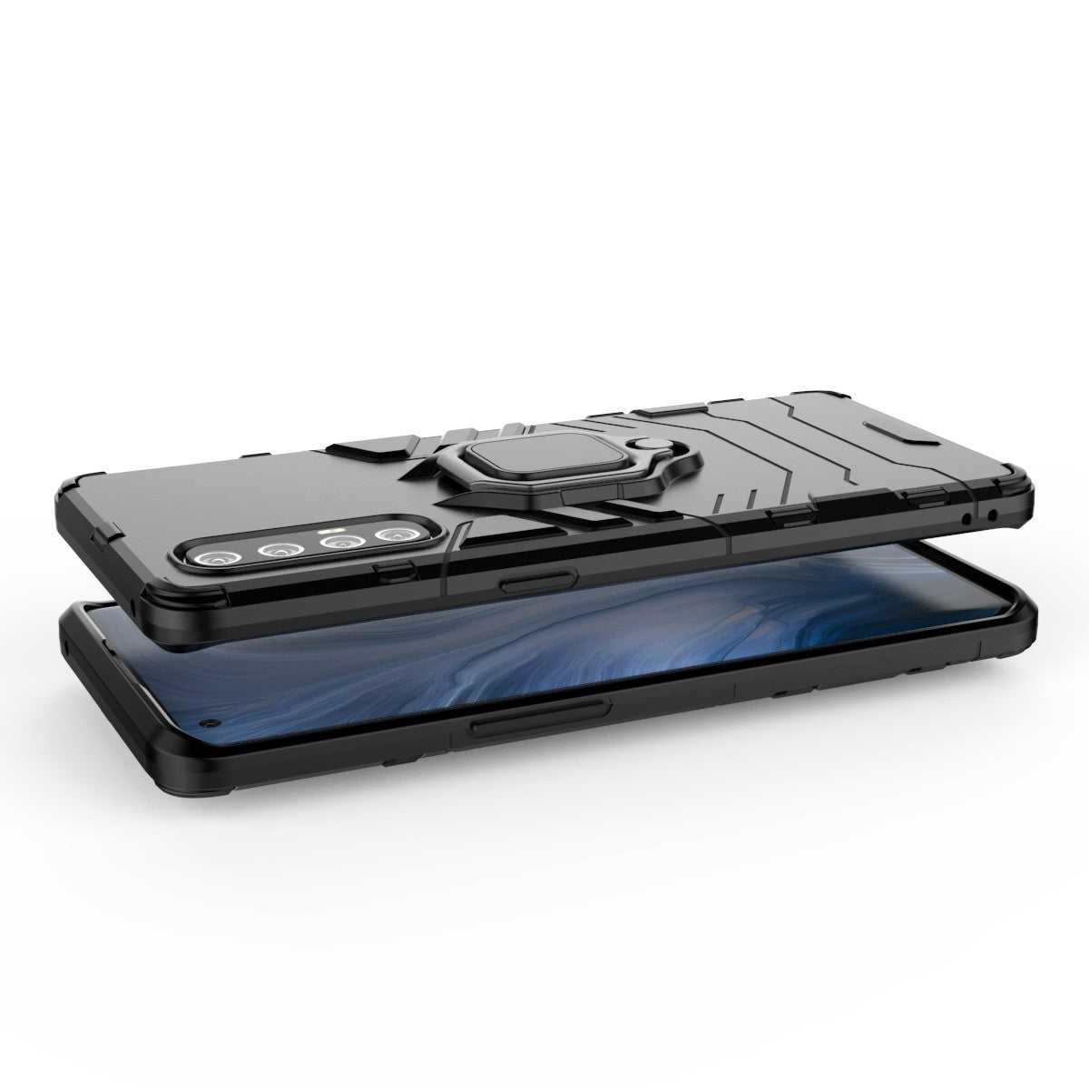 Cool Guard PC + TPU Hybrid Phone Casing with Kickstand for Oppo Reno3 Pro