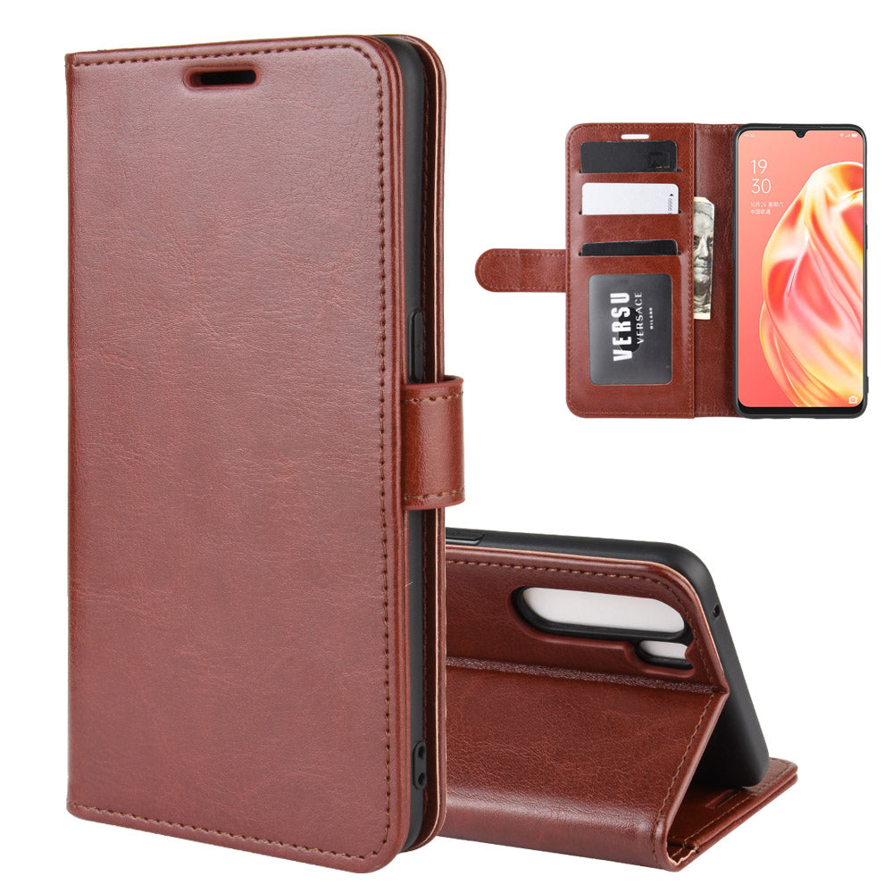Crazy Horse Wallet Leather Magnetic Phone Cover for OPPO A91 / F15
