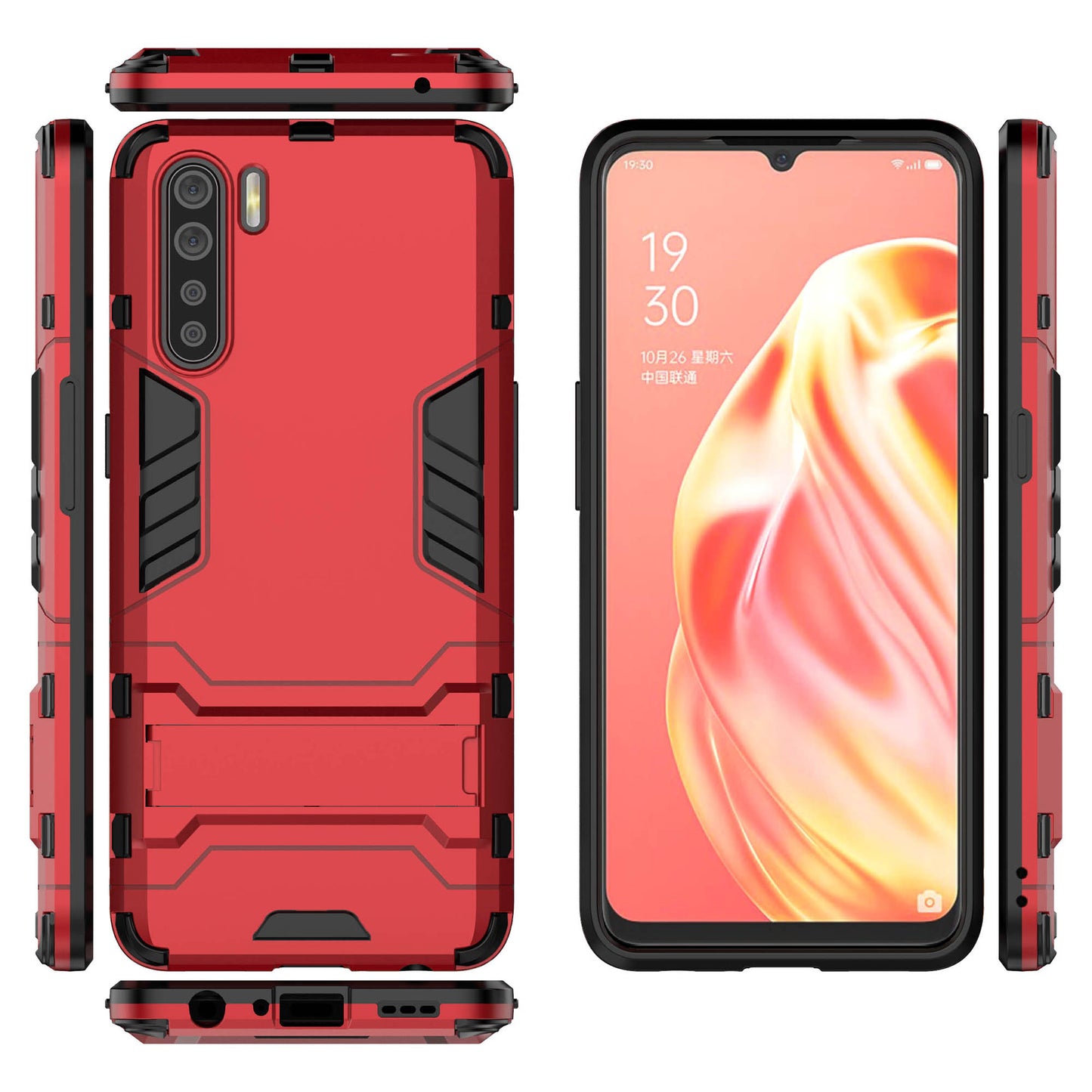 Cool Guard Hybrid PC + TPU Mobile Shell with Kickstand for OPPO A91/F15
