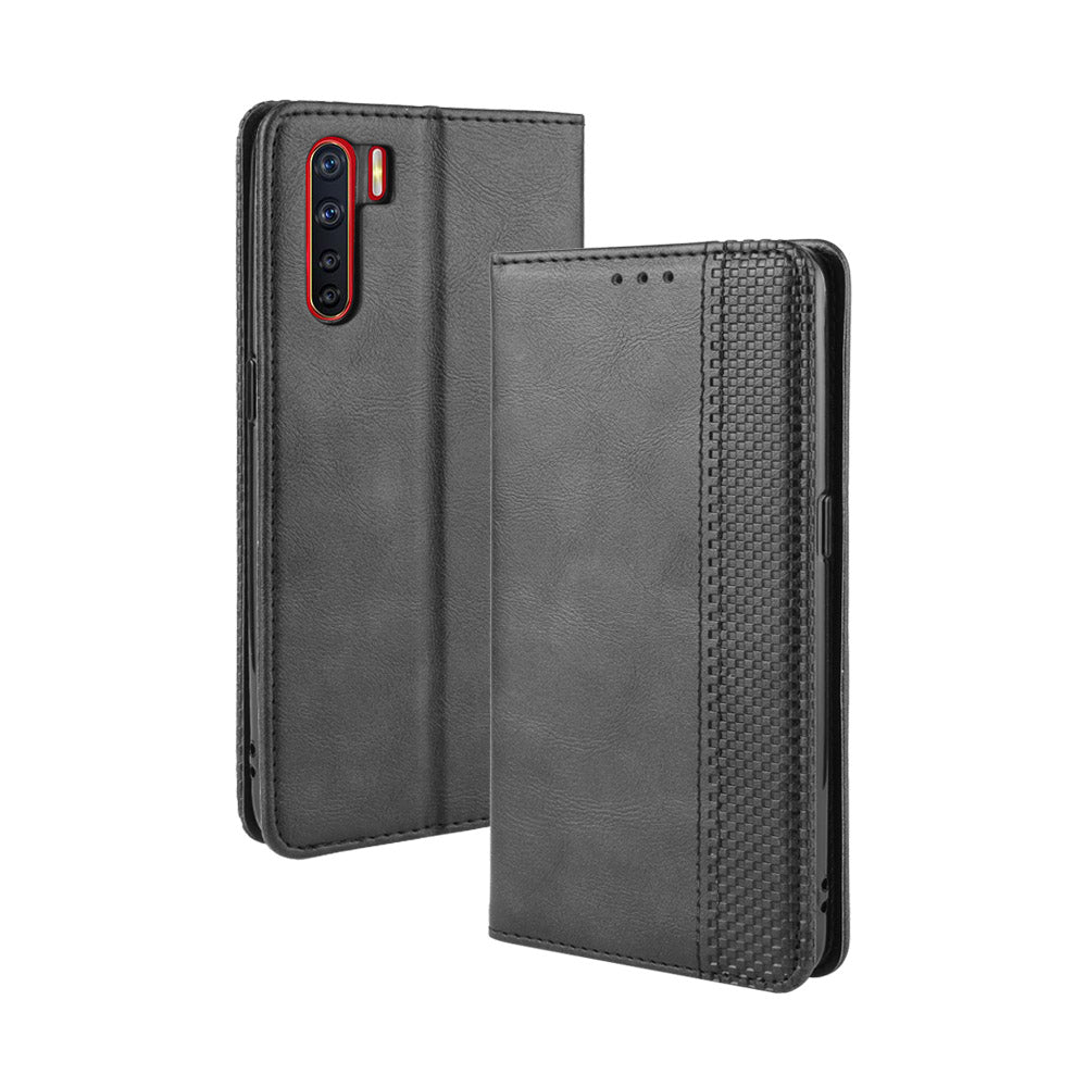 Vintage Style Magnetic Leather Wallet Phone Cover for OPPO A91/F15