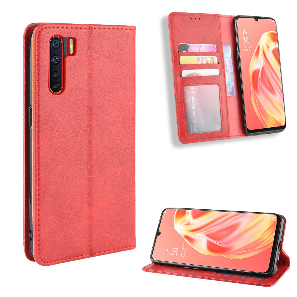 Vintage Style Magnetic Leather Wallet Phone Cover for OPPO A91/F15