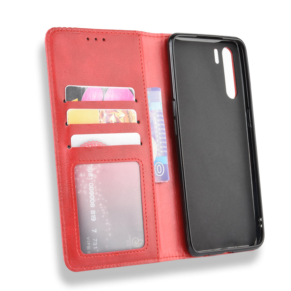 Vintage Style Magnetic Leather Wallet Phone Cover for OPPO A91/F15