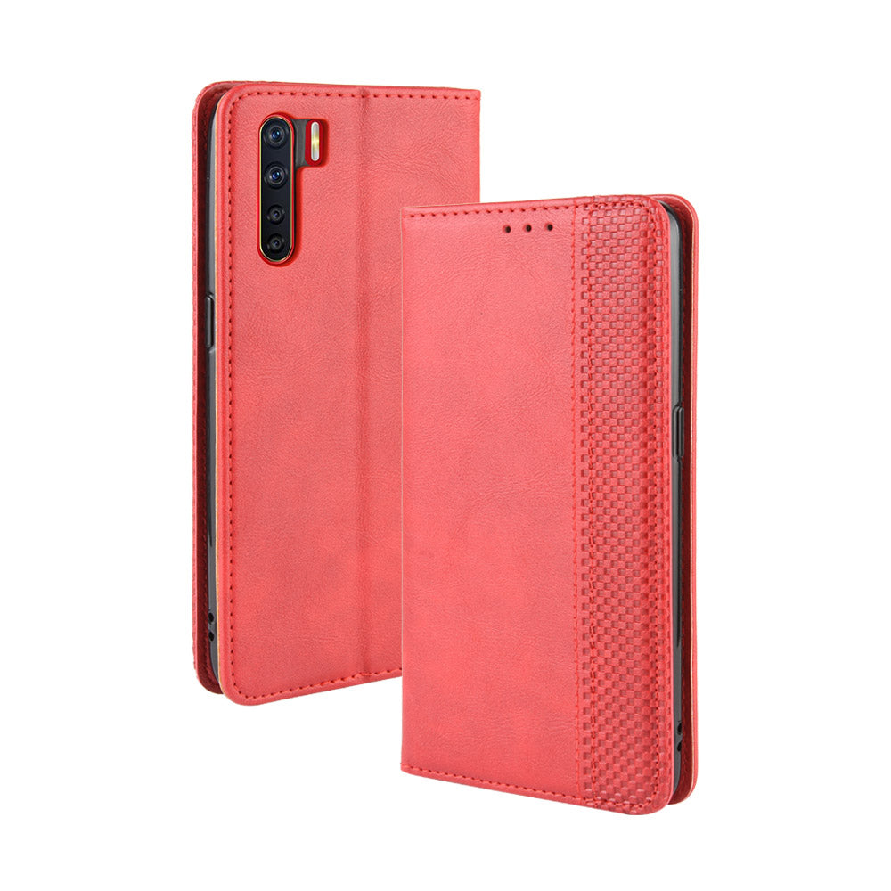 Vintage Style Magnetic Leather Wallet Phone Cover for OPPO A91/F15