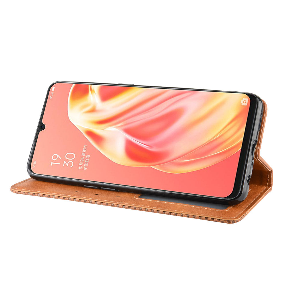 Vintage Style Magnetic Leather Wallet Phone Cover for OPPO A91/F15