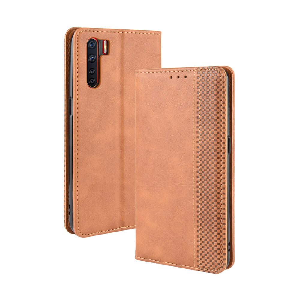 Vintage Style Magnetic Leather Wallet Phone Cover for OPPO A91/F15