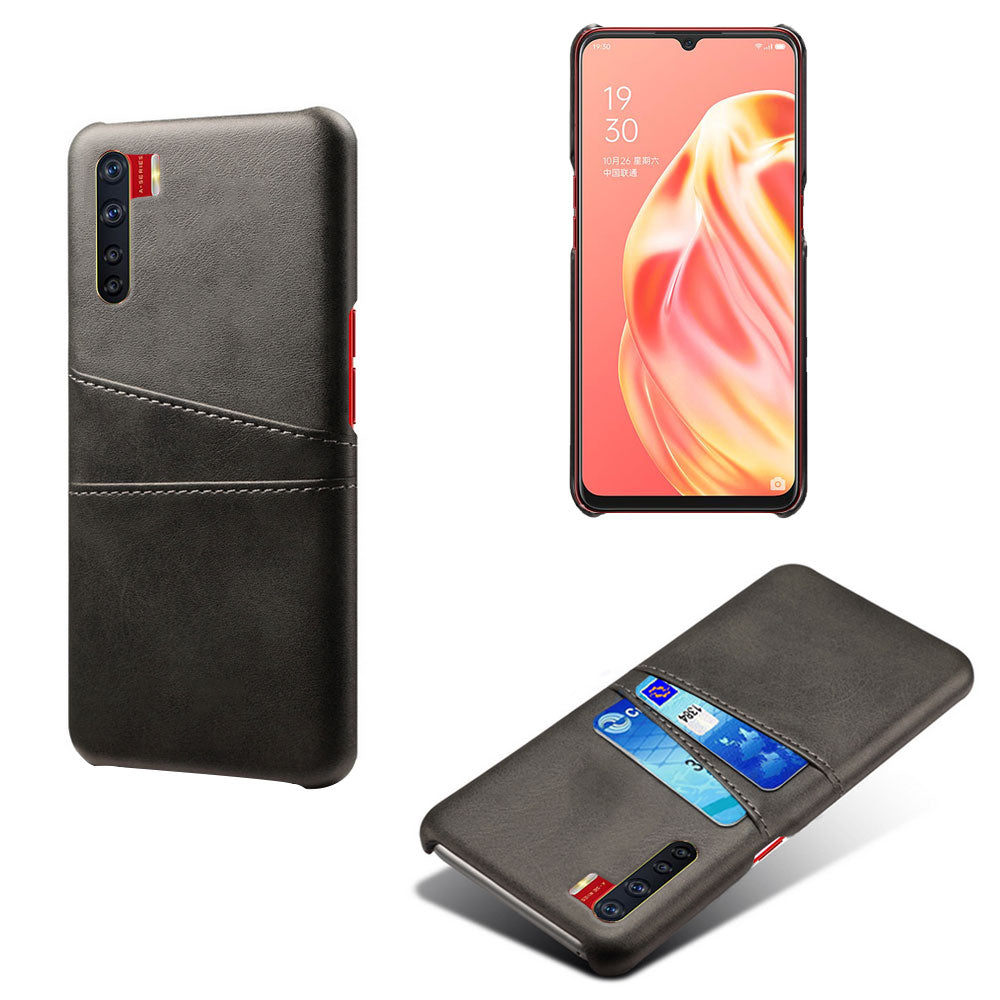 KSQ with Double Card Slots PU Leather Coated PC Shell for Oppo A91/F15