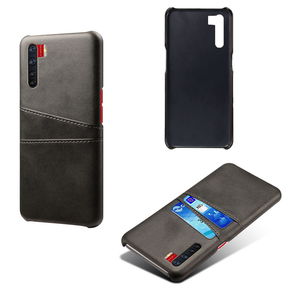 KSQ with Double Card Slots PU Leather Coated PC Shell for Oppo A91/F15