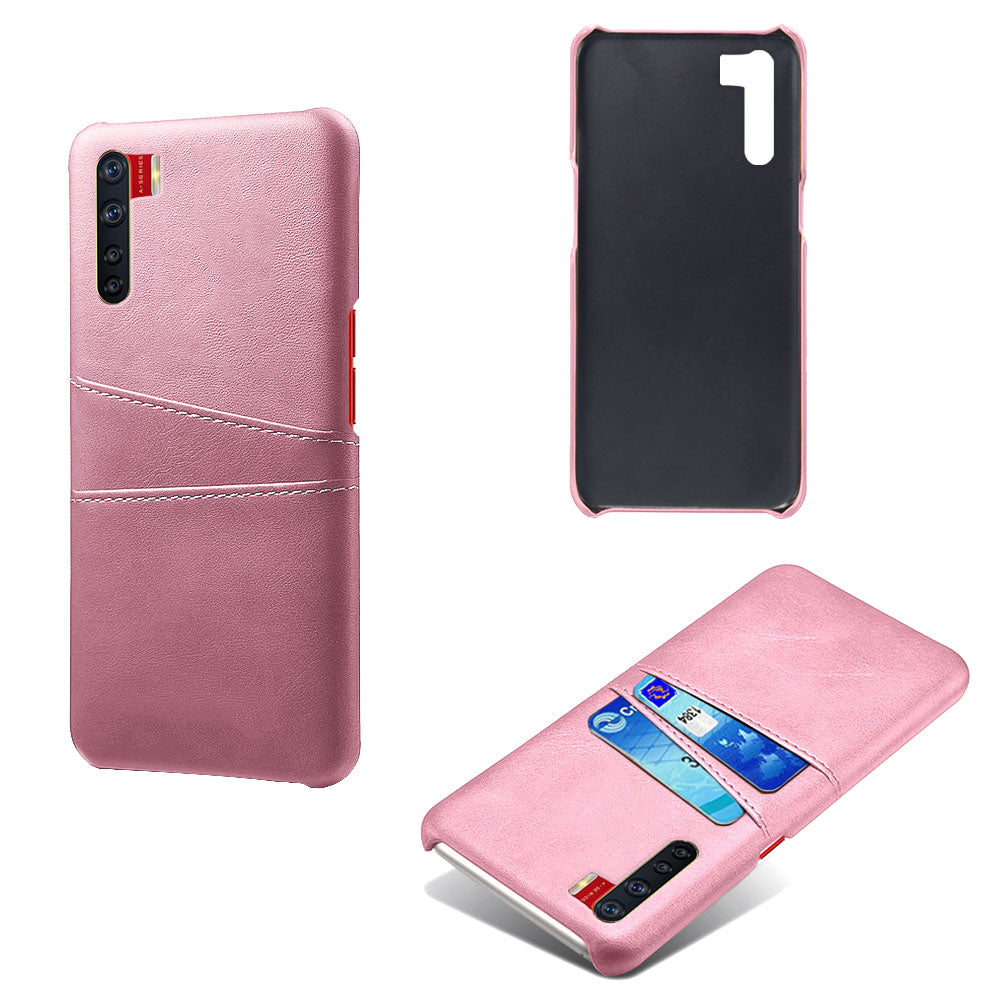 KSQ with Double Card Slots PU Leather Coated PC Shell for Oppo A91/F15