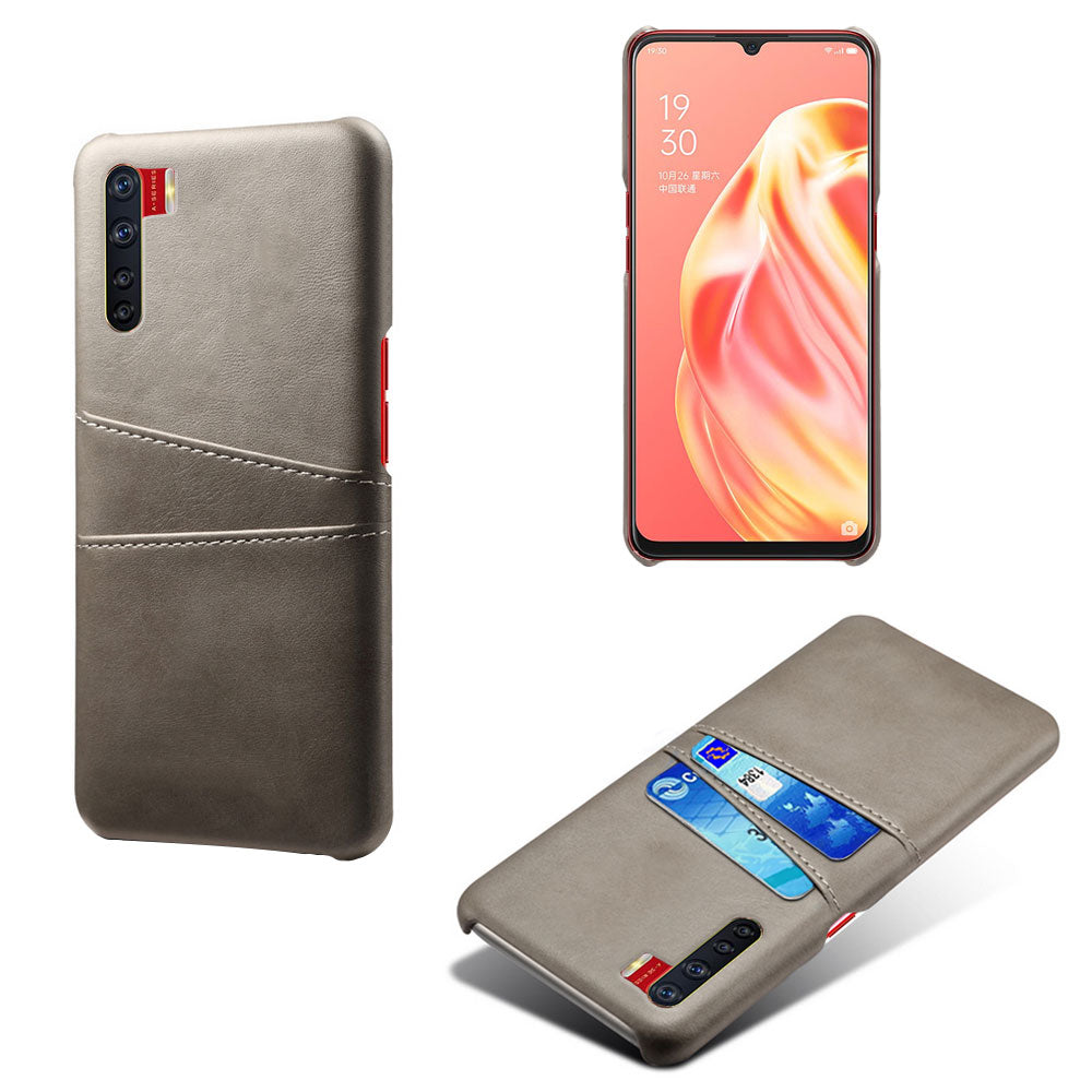 KSQ with Double Card Slots PU Leather Coated PC Shell for Oppo A91/F15