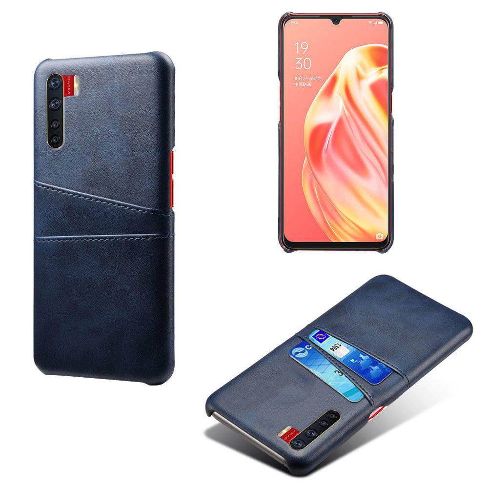 KSQ with Double Card Slots PU Leather Coated PC Shell for Oppo A91/F15