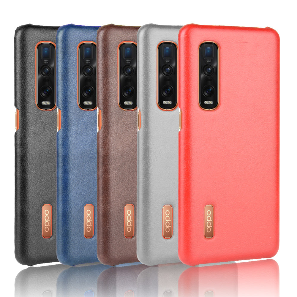 Litchi Texture Protective Leather Coated Hard Plastic Case for Oppo Find X2 Pro (Leather Back)