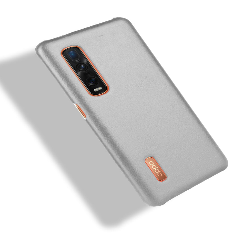 Litchi Texture Protective Leather Coated Hard Plastic Case for Oppo Find X2 Pro (Leather Back)