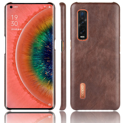 Litchi Texture Protective Leather Coated Hard Plastic Case for Oppo Find X2 Pro (Leather Back)