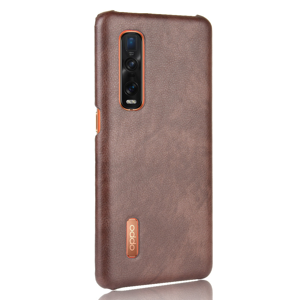 Litchi Texture Protective Leather Coated Hard Plastic Case for Oppo Find X2 Pro (Leather Back)