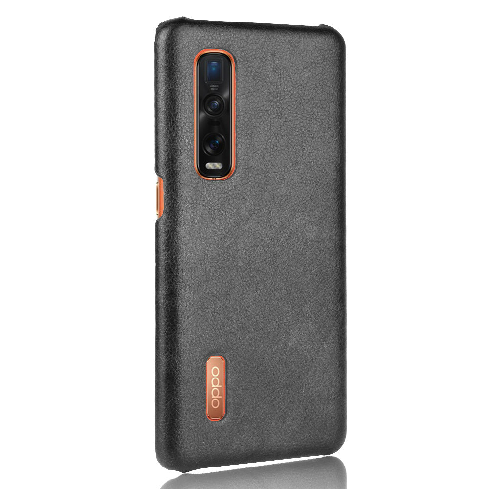 Litchi Texture Protective Leather Coated Hard Plastic Case for Oppo Find X2 Pro (Leather Back)