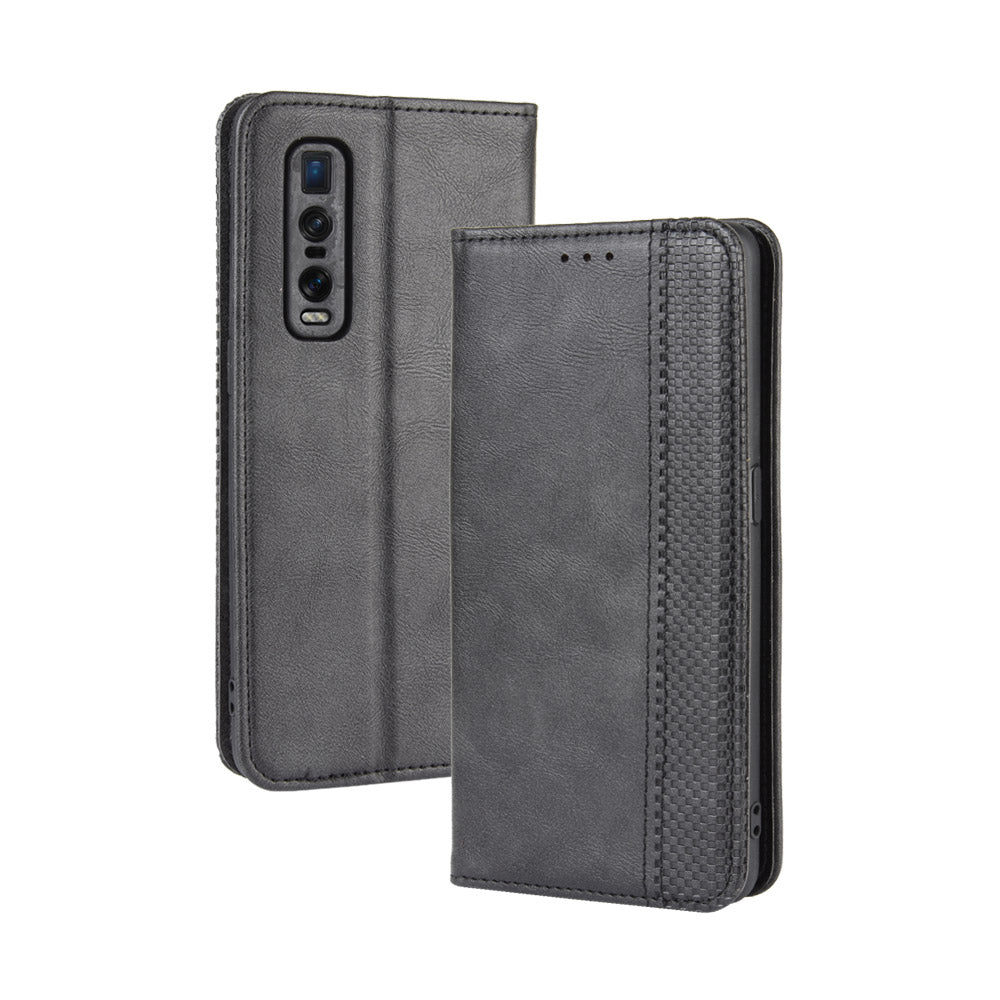 Vintage Style Leather Wallet Case for Oppo Find X2 Pro