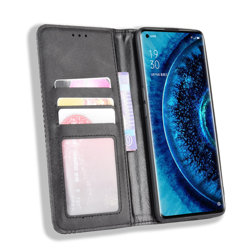 Vintage Style Leather Wallet Case for Oppo Find X2 Pro