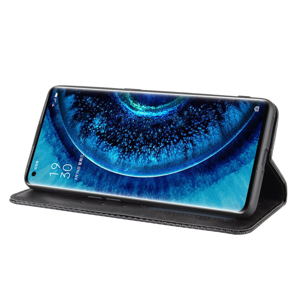 Vintage Style Leather Wallet Case for Oppo Find X2 Pro