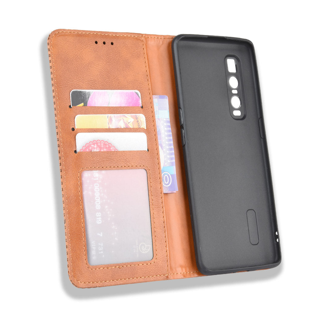Vintage Style Leather Wallet Case for Oppo Find X2 Pro