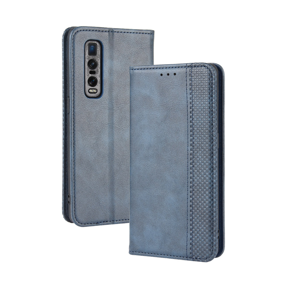 Vintage Style Leather Wallet Case for Oppo Find X2 Pro
