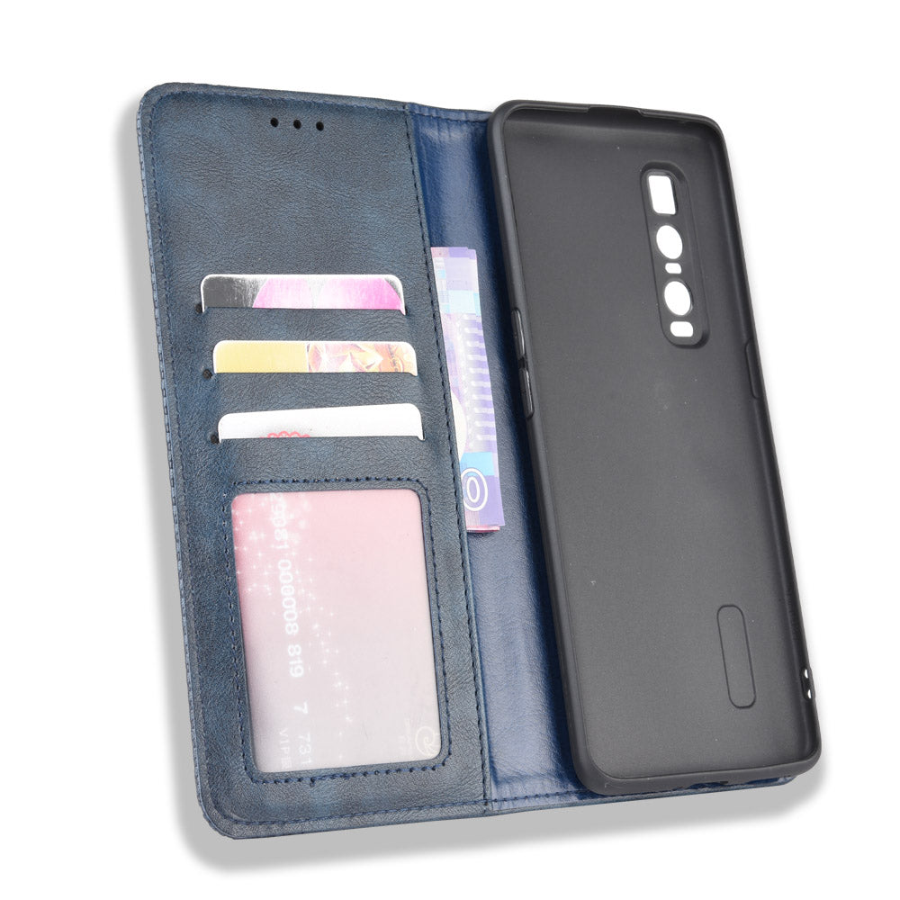 Vintage Style Leather Wallet Case for Oppo Find X2 Pro