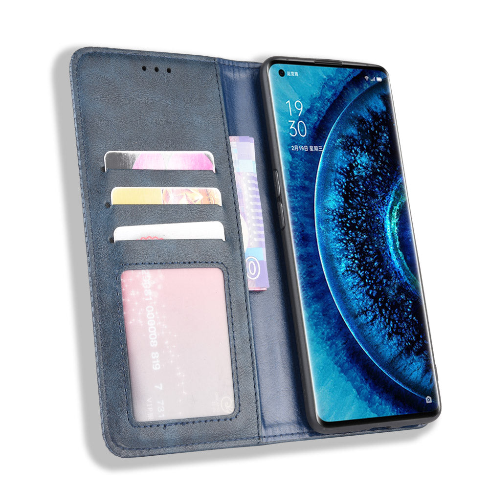 Vintage Style Leather Wallet Case for Oppo Find X2 Pro