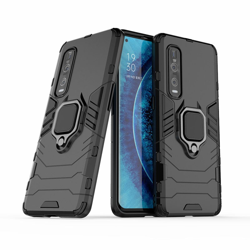 With Cool Guard Ring Holder Kickstand PC+TPU Cover for Oppo Find X2 Pro
