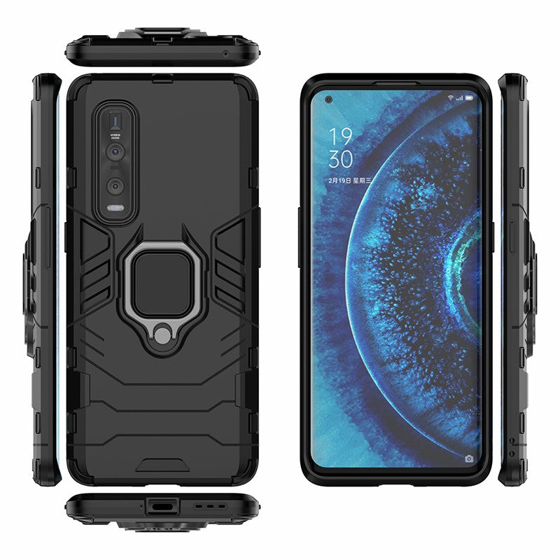 With Cool Guard Ring Holder Kickstand PC+TPU Cover for Oppo Find X2 Pro