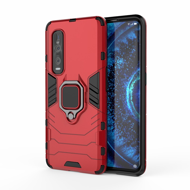 With Cool Guard Ring Holder Kickstand PC+TPU Cover for Oppo Find X2 Pro