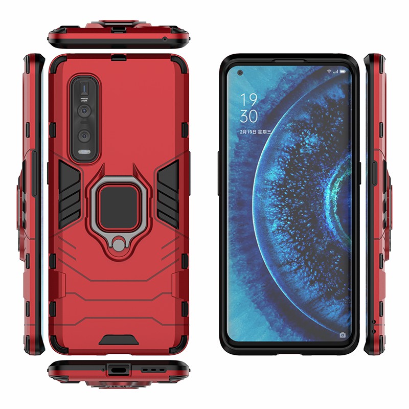 With Cool Guard Ring Holder Kickstand PC+TPU Cover for Oppo Find X2 Pro